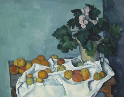 Still Life with Apples and a Pot of Primroses - Paul Cézanne